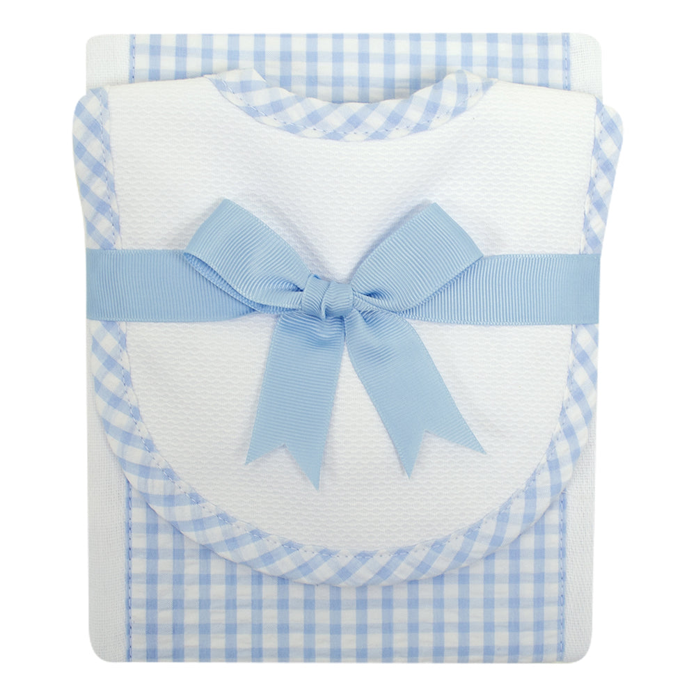 3M Burp & Bib Set-Blue Check