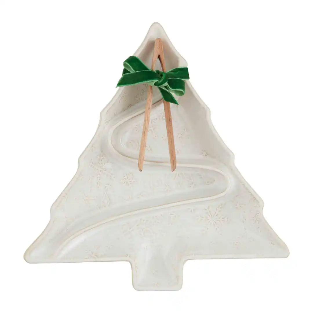 Mud Pie white Christmas tree divided server