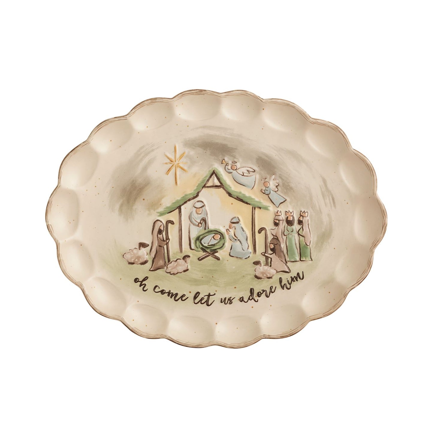 Mp Scalloped Nativity Platter