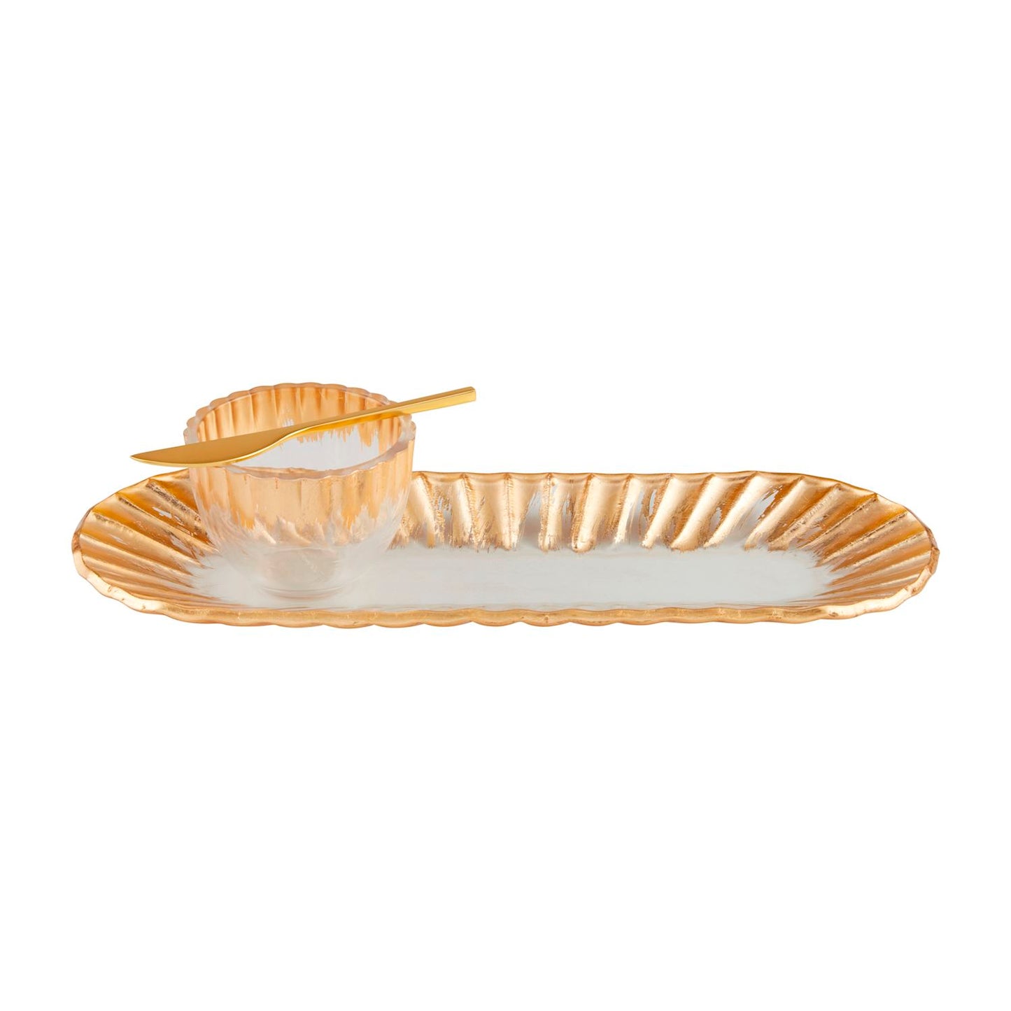 MP Gold Edge Ruffle Tray & Dip Set