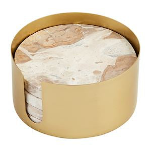 MP Tan Marble Coaster Set
