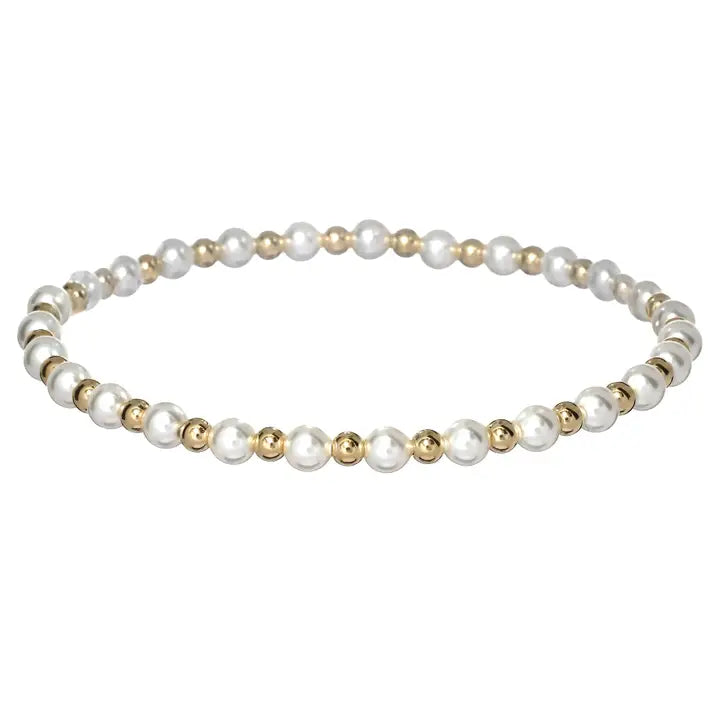 BB MAY 14K GOLD-FILLED & PEARL BEADED BRACELET