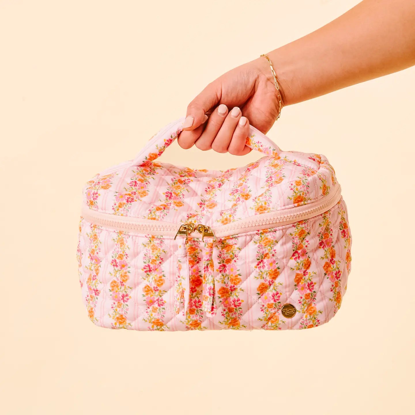 TDE Glam & Go Quilted Cosmetic Bag | Petal Dance Pink