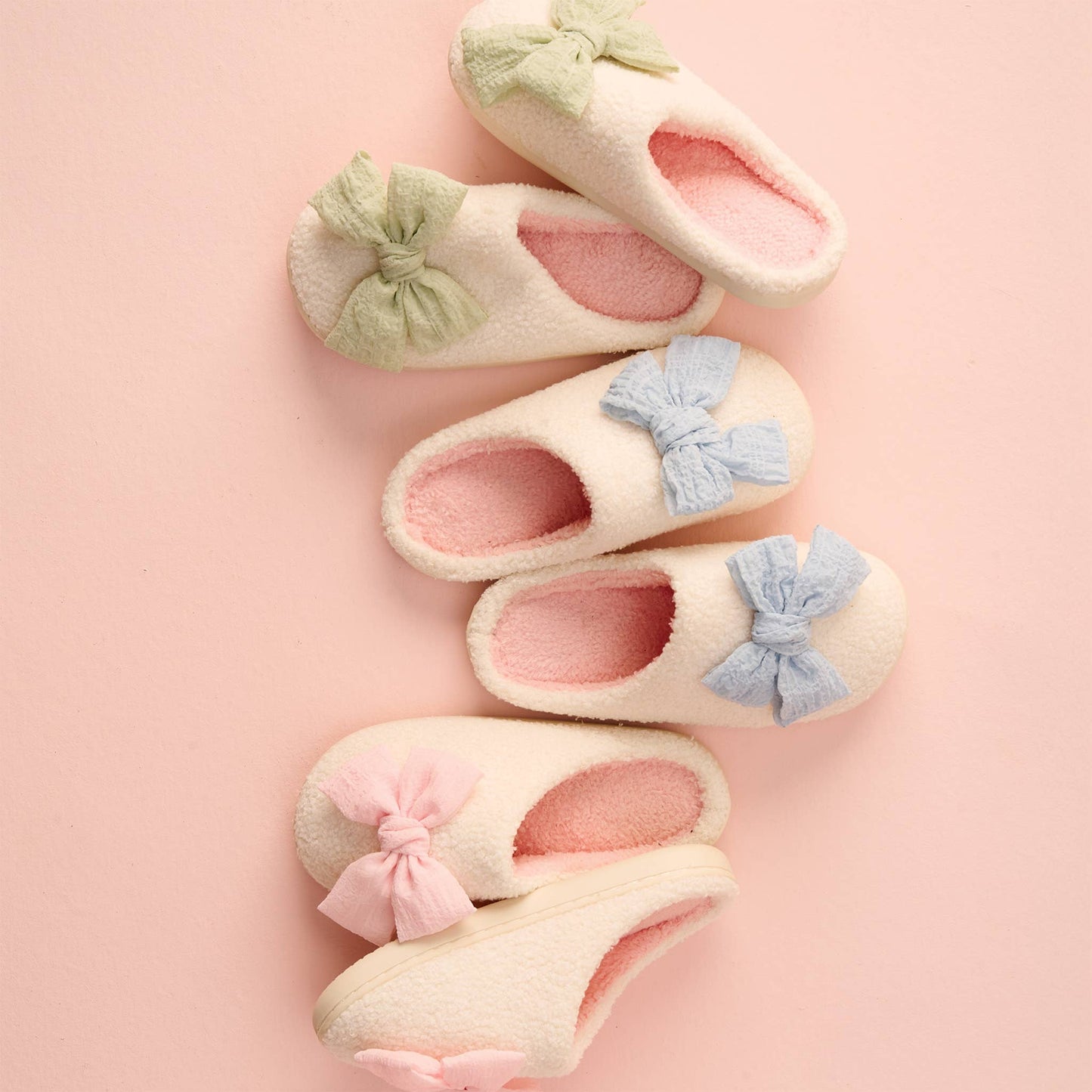 Fuzzy Slippers-Betty Bow Light Blue (Mixed - 2 S/M and 2 M/L
