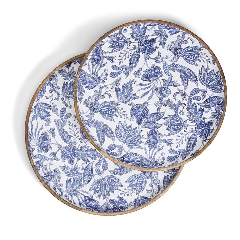 TC Blue Batik Round Trays