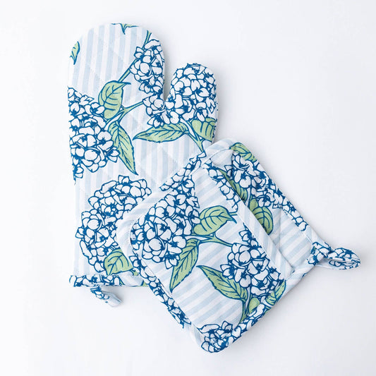 Hydrangea Stem Oven Mitt Set