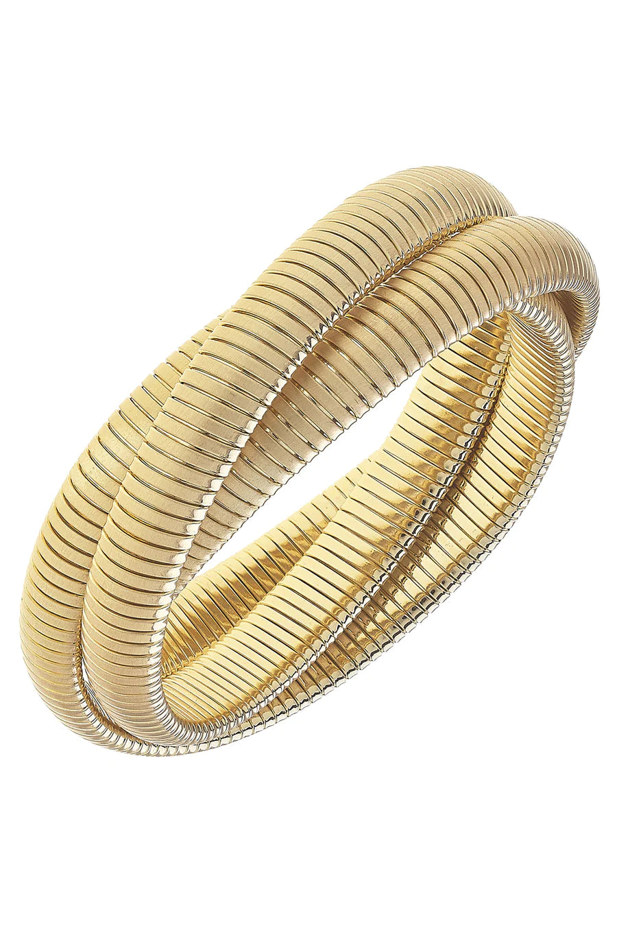 Canvas Florence Interlocking 3-Row Watchband Bangle in Satin Gold