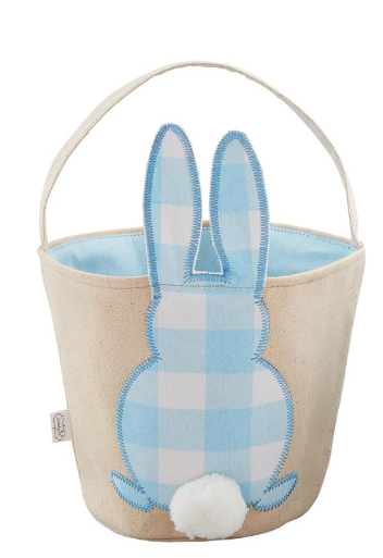 MP Lg Blue Check Bunny Basket