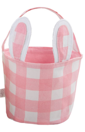 MP Sm Pink Check Bunny Basket