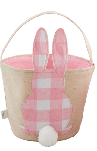MP Lg Pink Check Bunny Basket
