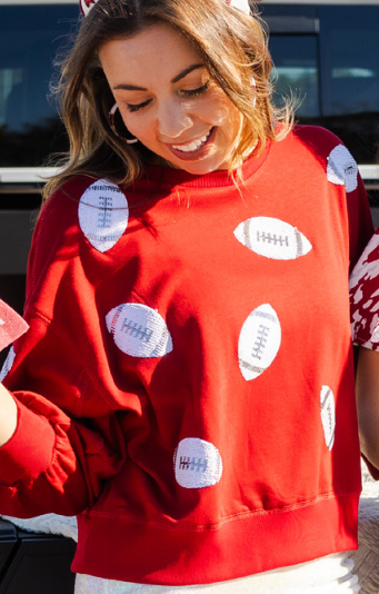 MS sequin sweatshirt maroon/white