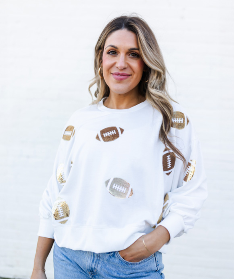 MS sequin sweatshirt footballs