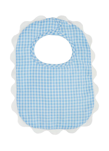 MP Blue Gingham Scallop Bib