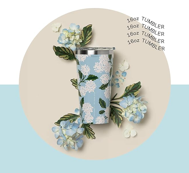Corkcicle 16oz Tumbler- Gloss Blue Hydrangea