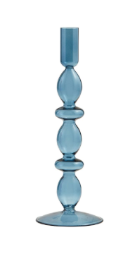 Mp Blue Glass Taper Holder