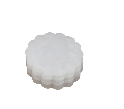 MP White Resin Scallop Coasters