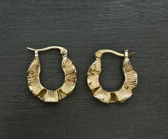 GG Waved 14K Gold Plated Hoops