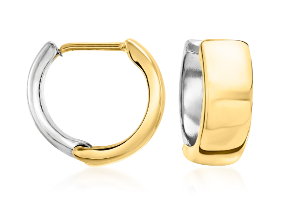 GG 14K Gold Plated Double Tone Hoop Earrings