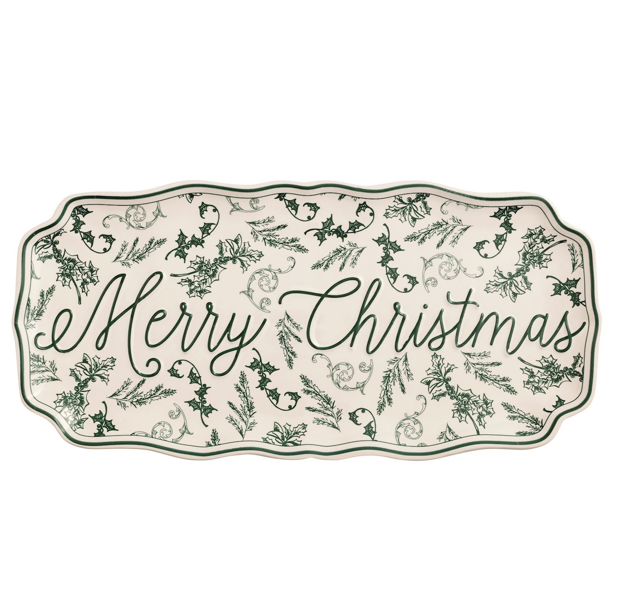 MP Merry Christmas Green Toile Tray