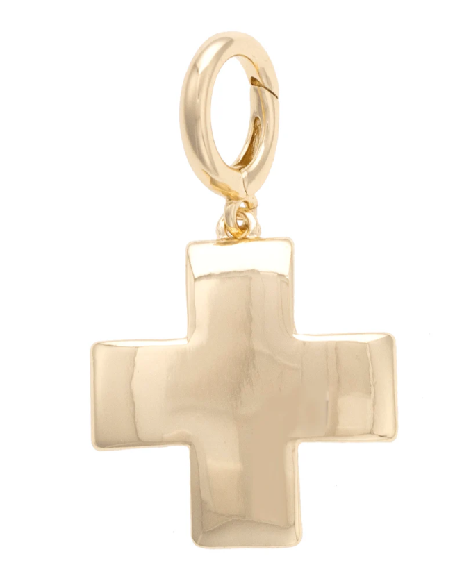 CANVAS Square Cross Pendant Charm in Shiny Gold