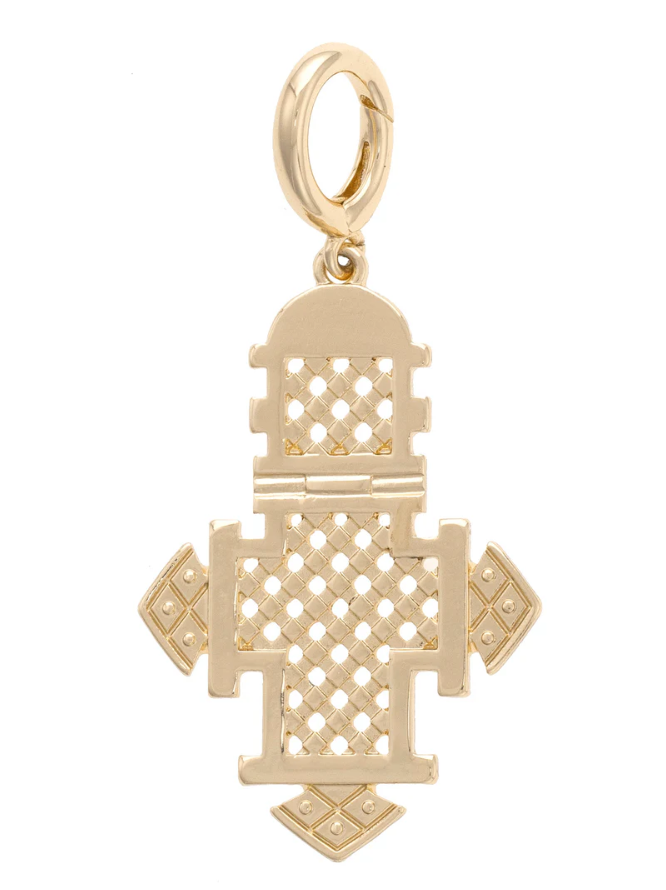 CANVAS Ethiopian Cross Pendant Charm in Shiny Gold
