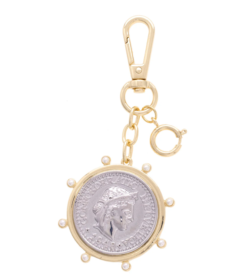 CANVAS Studded Coin Bag Charm in Shiny Two Tone