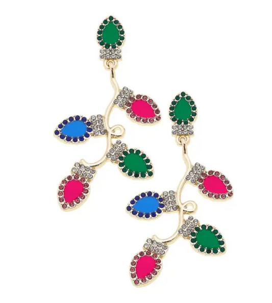 Canvas Christmas tree light earrings