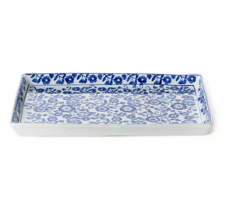 TC Blue & White Floral Tray