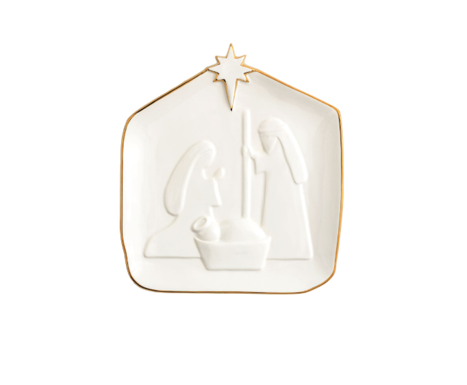 MP Gold Edge Nativity Platter