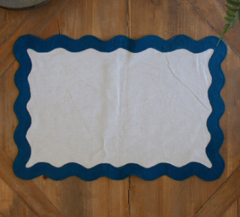 Kalalou Ruffle Edge Place Mat- Ocean