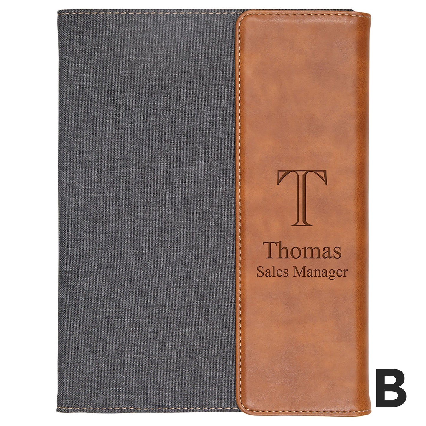 PGD Large Padfolio - Grey & Tan Leather