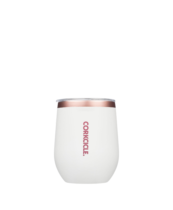 Stemless 12 oz - white rose