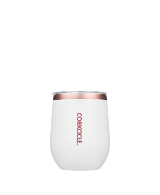 Stemless 12 oz - white rose