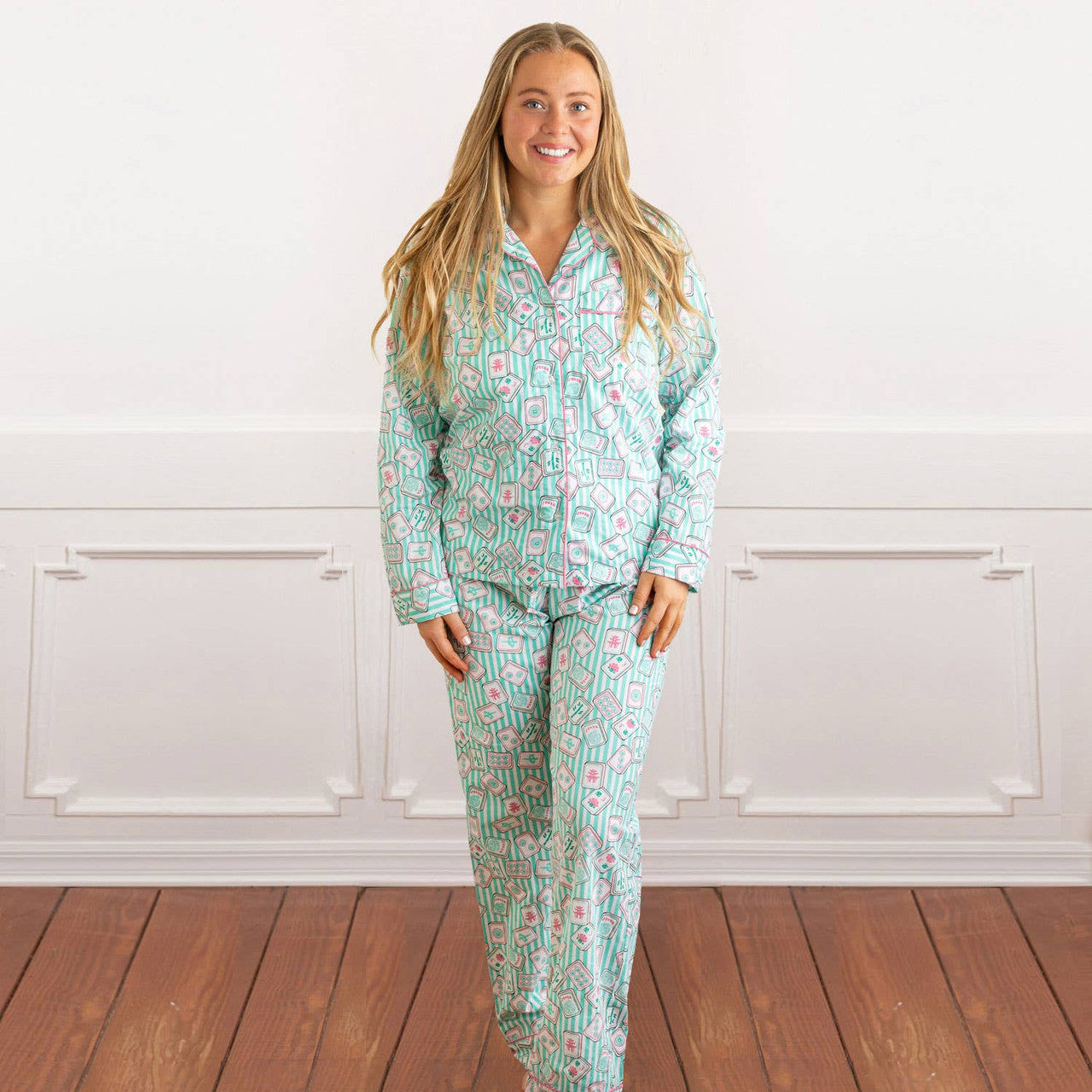 8ol Long PJ Set - Mahjong Stripe
