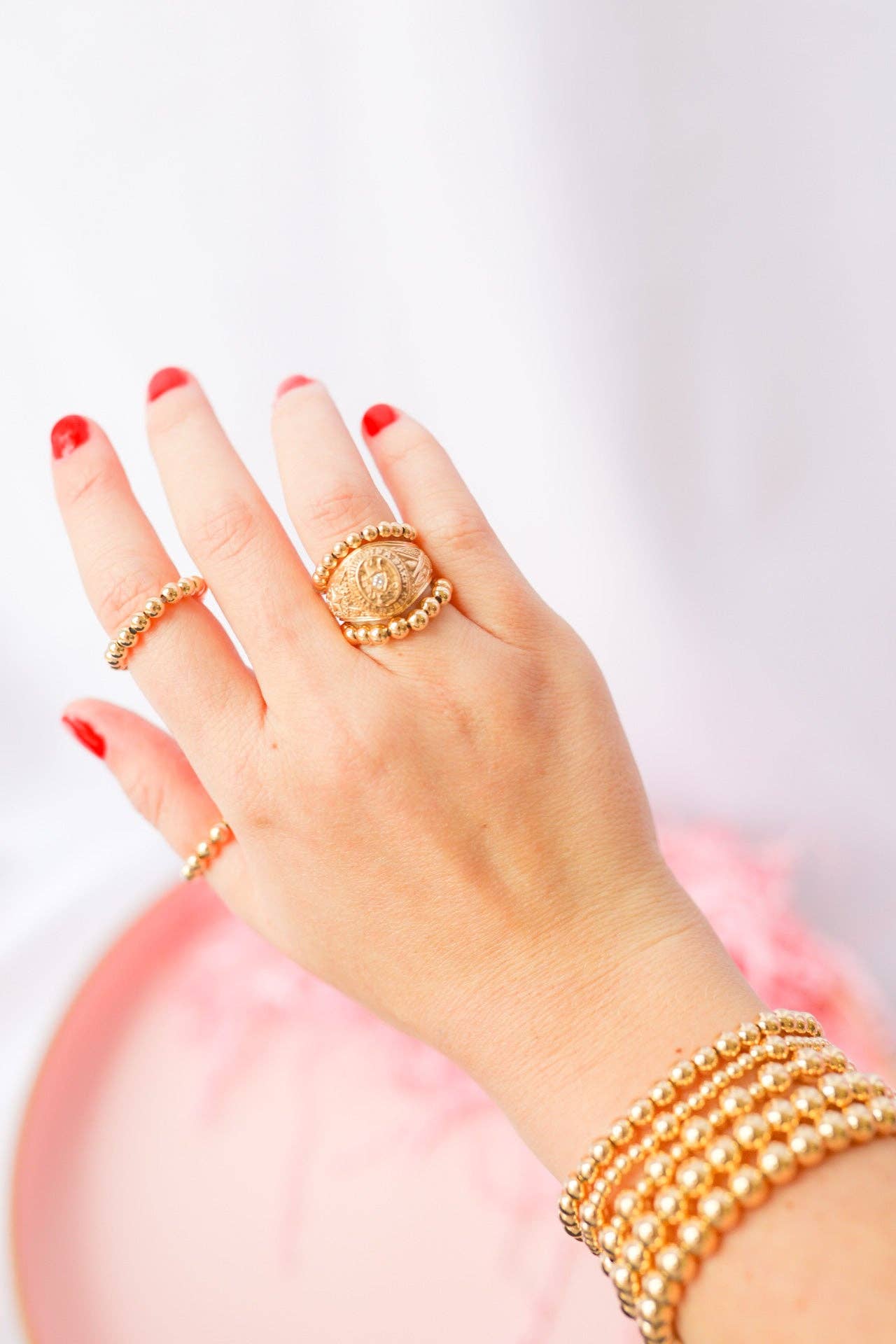 Lindy Beaded Band in Gold