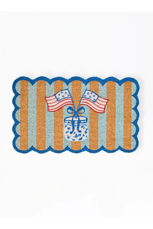 MS Scalloped Liberty Stripes Doormat