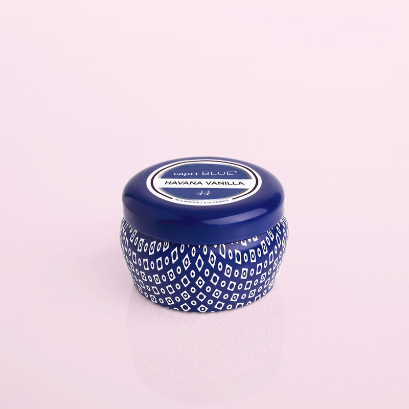 CB blue tin havana vanilla candle
