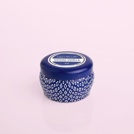 CB blue tin havana vanilla candle