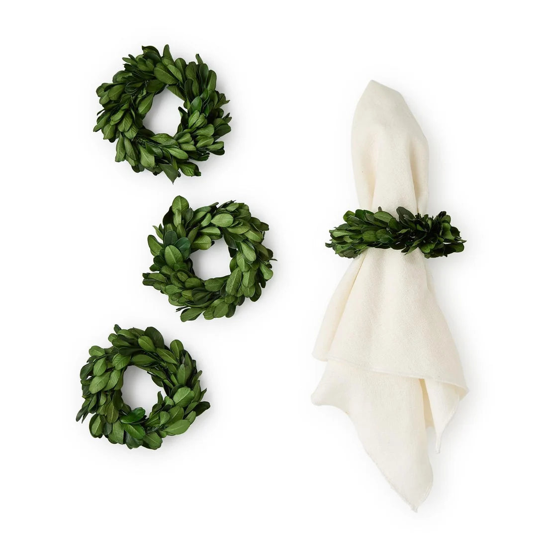 TC Preserved Boxwood Wreath Napkin Rings