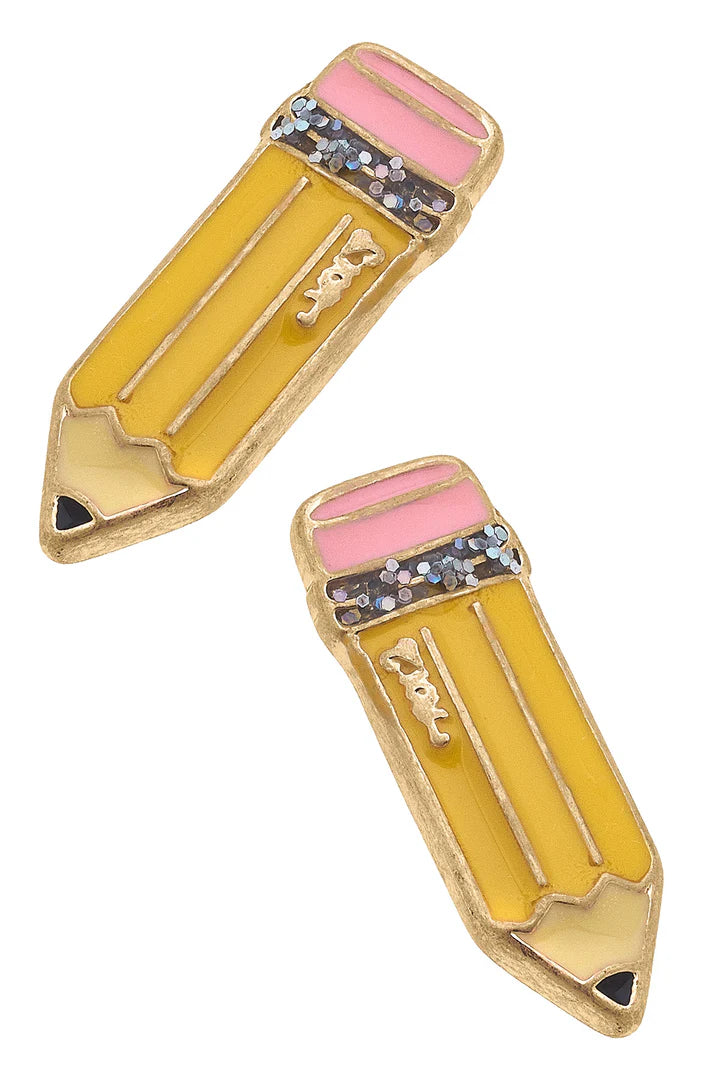 Canvas Pencil Stud Earrings