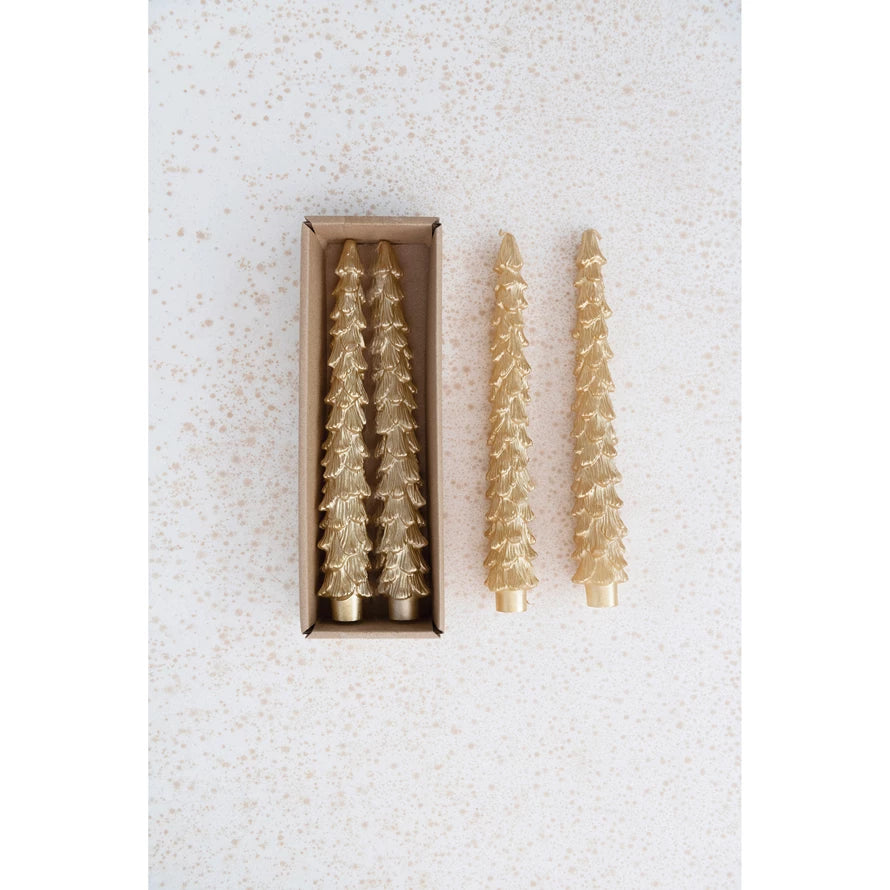 CC LG Gold Treeshaped Taper Candles