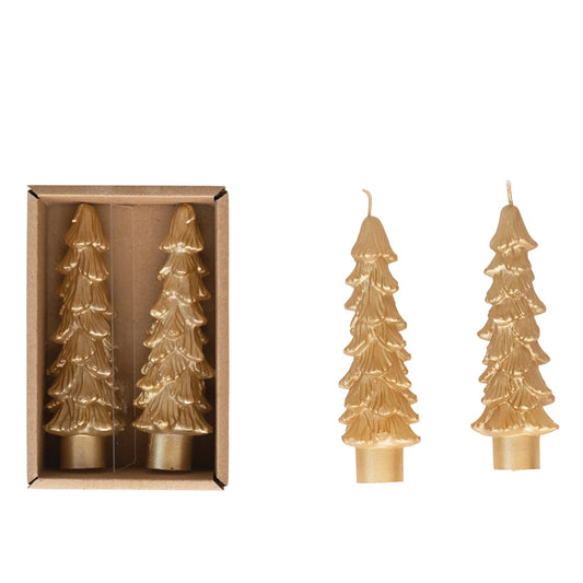 CC SM Gold TreeShaped Taper Candle