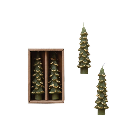 CC SM TreeShaped Cedar Color Taper Candle