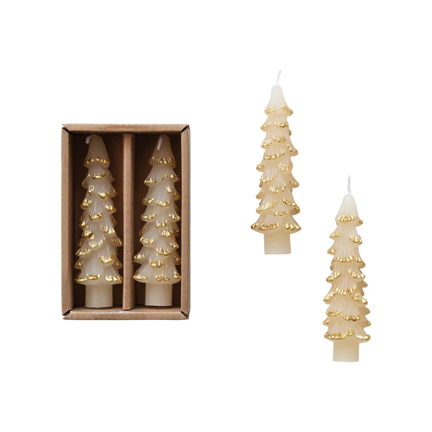 CC SM Cream Color TreeShaped Taper Candle