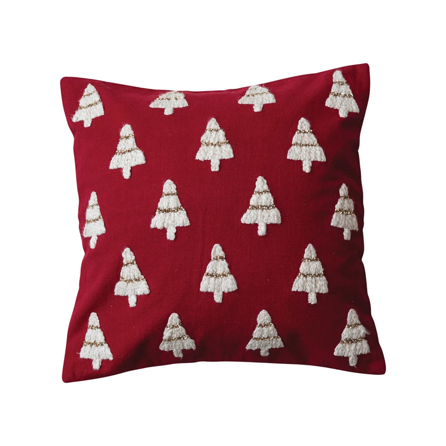 CC Red Christmas tree pillow square