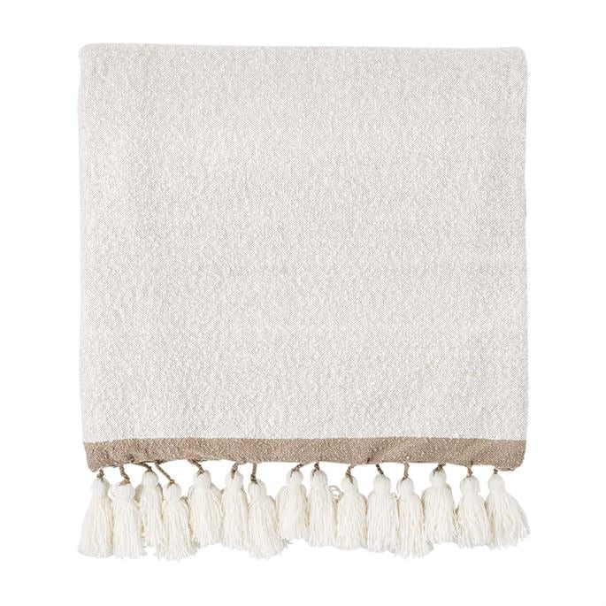 Border Tassel Throw - Cream