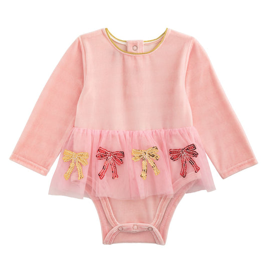 Mp Sequin Bow Tutu Crawler