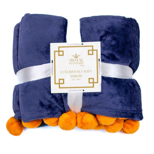 TRS Blanket - Orange & Blue Cozy Pom Pom