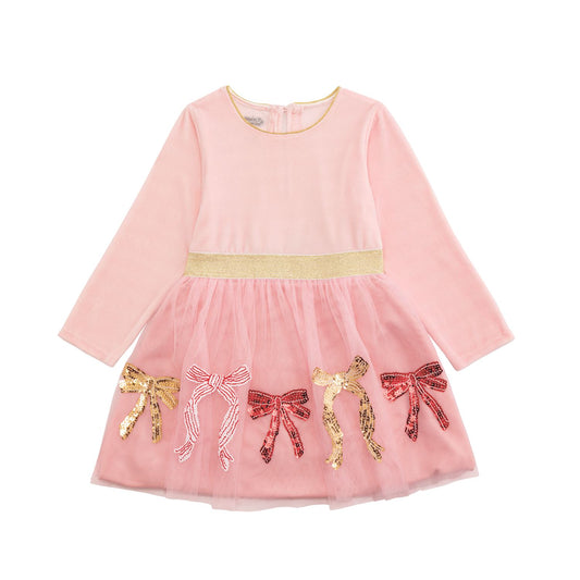Mp Velour Sequin Bow Tutu Dress