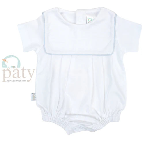 Paty Bib Bubble White w/Blue piping